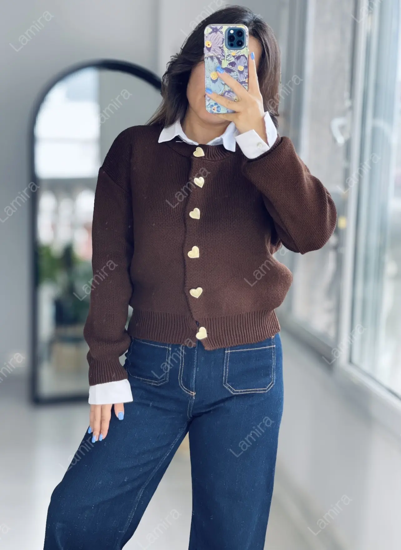 ژاکت بافت قلبی برند ترک